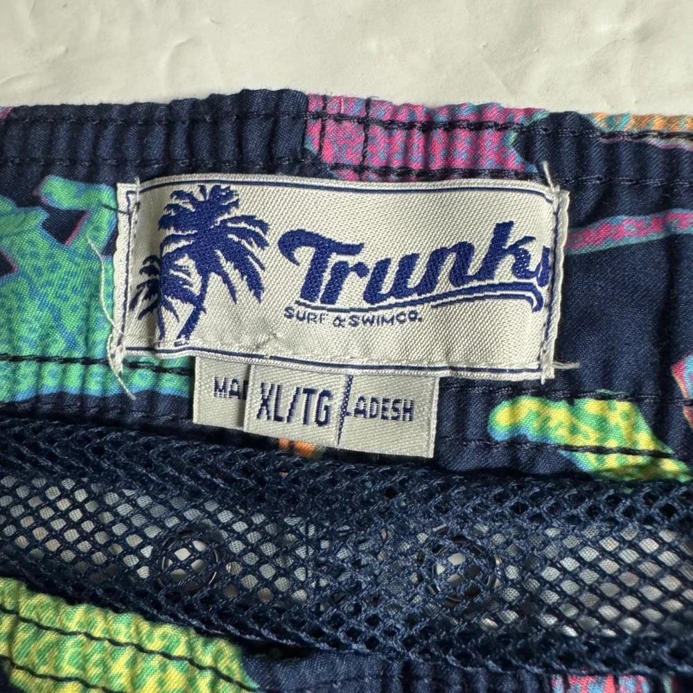 Trunks Surf Swim Co Mens XL Navy Neon Cheetah Print Board Shorts Swim Trunks